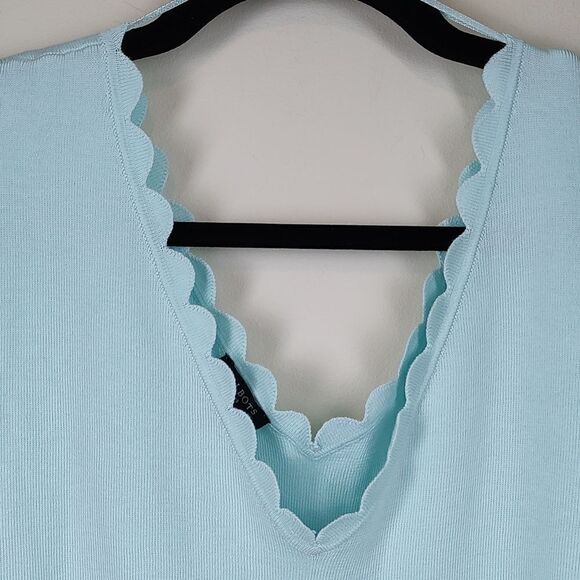 Talbot's Plus Size Scalloped Double V-neck Cap Sleeve Fine Knit Sweater NWT - Picture 7 of 10